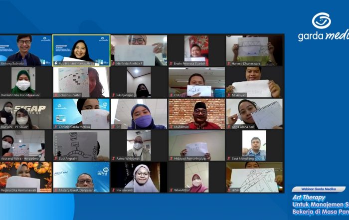 Giat webinar Garda Medika dengan tajuk Art Therapy Untuk Management Stress Bekerja di Masa Pandemi bersama Untung Dharmawan, M, Psi dalam rangkaian Bulan Inklusi Keuangan (BIK) 202