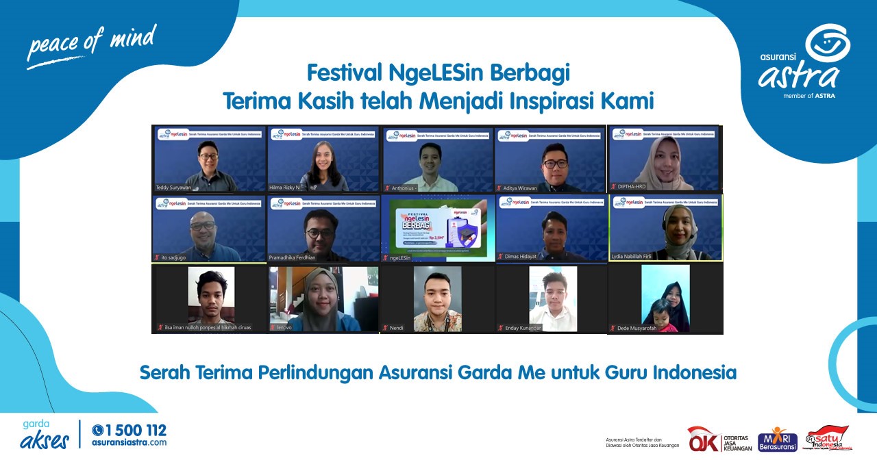 Asuransi Astra bersama NgeLESin dalam rangkaian Festival NgeLESin Berbagi berikan apresiasi berupa asuransi perlindungan diri Garda Me kepada para guru di Indonesia